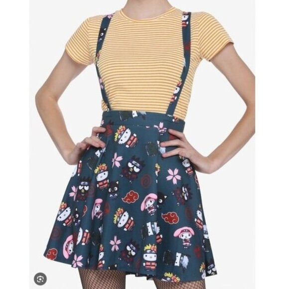 Hot Topic Naruto x Hello Kitty Suspender Skirt Excellent Condition - XL - Picture 1 of 11